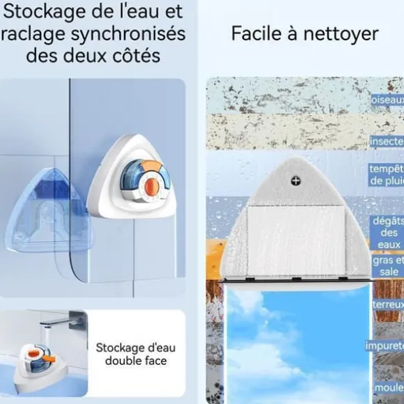 Dubbel-sidig magnetisk fönsterputsare INN® manuell 6 nivåer justering av vattenutsläpp för glas 3-30mm 2 vattentankar