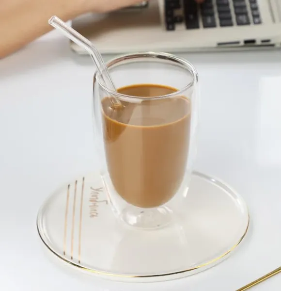 Dubbelväggiga glas - lämpliga för olika typer av kaffe och drycker, 2 st (350 ml)