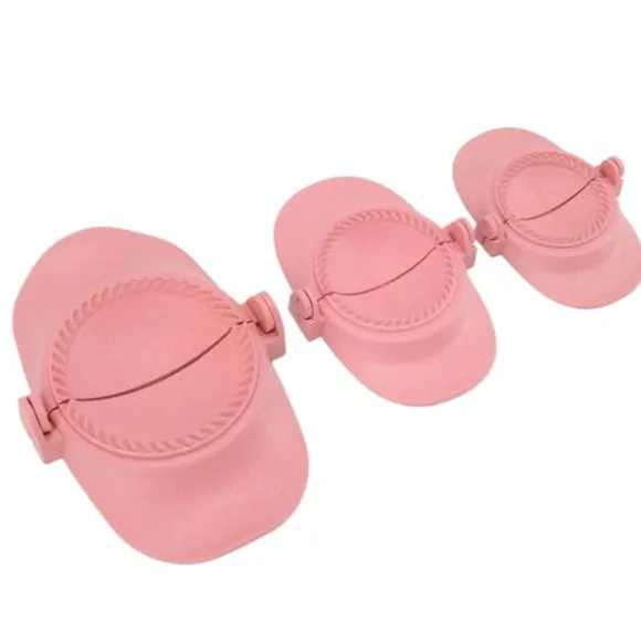 Dumpling Maker Set - 3 storlekar vetehalm Empanadas pressform för matlagning i kök (rosa)