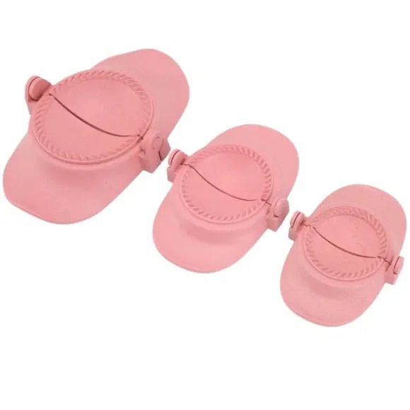 Dumpling Maker Set - 3 storlekar vetehalm Empanadas pressform för matlagning i kök (rosa)