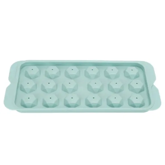 Easy Deforming Ice Cube-bricka - Livsmedelsklassad PP-iskubform med lock - Söt iskubbricka för kylskåp - Diamond 18 Grids Blue