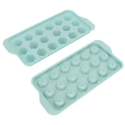 Easy Deforming Ice Cube-bricka - Livsmedelsklassad PP-iskubform med lock - Söt iskubbricka för kylskåp - Diamond 18 Grids Blue