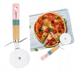 Elegant Masterpan pizzaskärare med trähandtag, rostfritt stål