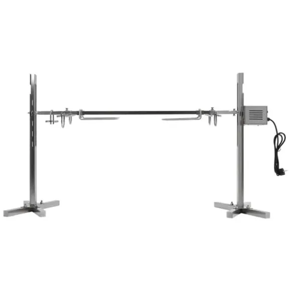 Elektrisk BBQ Rotisserie Grill Kit, Justerbart Stativ, Universell Kompatibilitet,Silver