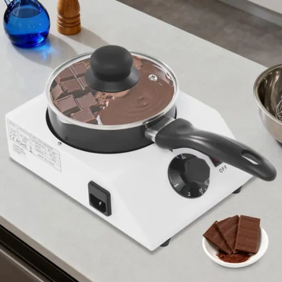 Elektrisk chokladsmältare - tempereringsmaskin - 40 W - 1 skål - 30–85 °C justerbar - 220–230 V, 50–60 Hz - svart