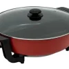 Elektrisk Gryta, 30 cm Dubbelavdelning, 5 Temperaturinställningar,röd