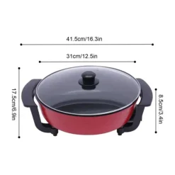 Elektrisk hotpot & fonduegryta - Dubbelsidig separerbar - 1360 W - 6 L - Ø 31 cm - 5-stegs temperaturkontroll - 220 V - Med lock - Svart