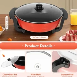 Elektrisk hotpot - Gryta med 2 fack - 1360 W - 220 V - Nonstick yta - Livsmedelsklassad - Himmelblå