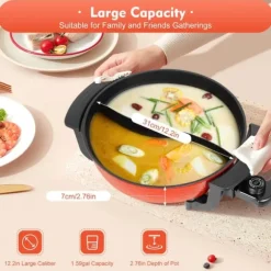 Elektrisk hotpot 6 L, gryta/stekpanna med 2 fack, 1360 W 220 V, non-stick, temperaturjusterbar, flerfärgad