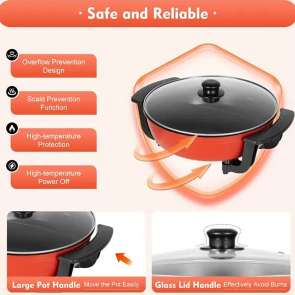 Elektrisk hotpot 6 L, gryta/stekpanna med 2 fack, 1360 W 220 V, non-stick, temperaturjusterbar, flerfärgad