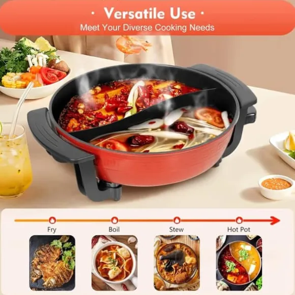 Elektrisk Hot Pot, 6L kapacitet, justerbar temperaturkontroll