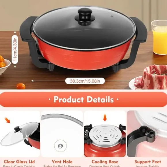 Elektrisk Hot Pot, 6L kapacitet, justerbar temperaturkontroll