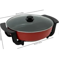 Elektrisk hot pot - Yin-Yang gryta - 30 cm dubbelkärl - 6 l - 1360 W - 5 temperaturlägen - Glaslock - Svart