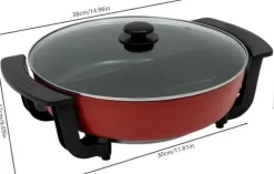 Elektrisk hot pot - Yin-Yang gryta - 30 cm dubbelkärl - 6 l - 1360 W - 5 temperaturlägen - Glaslock - Svart