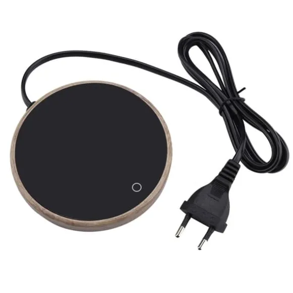 Elektrisk kaffekoppsvärmare för kontorshem - träkorndesign (EU-kontakt)