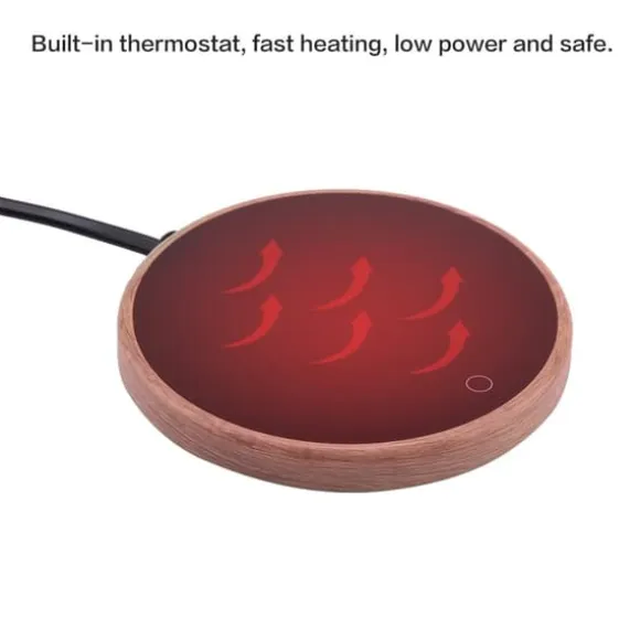 Elektrisk kaffekoppsvärmare för kontorshem - träkorndesign (EU-kontakt)