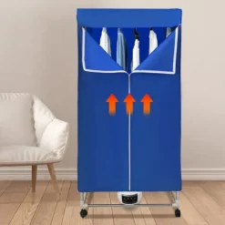 Elektrisk klädtork - Portabelt torkskåp - Pekskärm - 1200–1500 W - PTC-uppvärmning - Timer 0–240 min - Bärkapacitet 30 kg - IPX1 - Blå