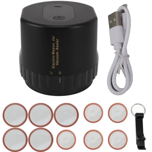 Elektrisk Mason Jar Vacuum Sealer Uppladdningsbar automatisk sladdlös burk Vacuum Sealer för Home Svart