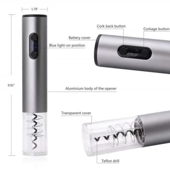 Elektrisk Öppnare - Professionell - INOX - Automatisk - Avtagbar Kapsylåtare - 80 Flaskor