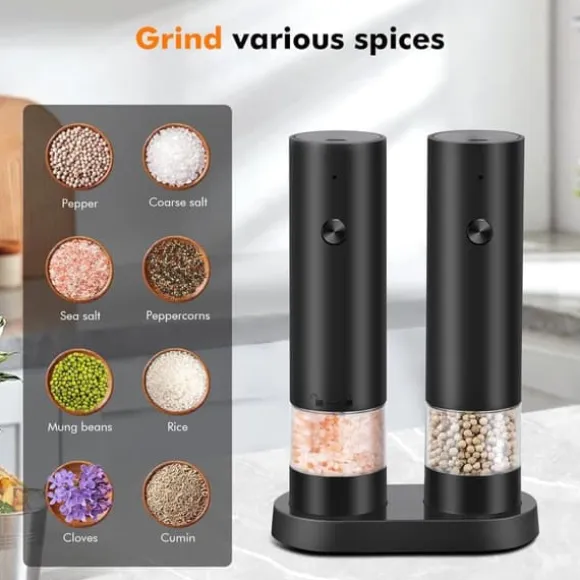 Elektrisk salt- och pepparkvarn - USB-laddningsbar elektrisk pepparkvarn med förvaringsbox