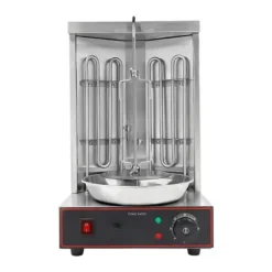 Elektrisk shawarma/kebabgrill - Vertikal - 3000 W - 50–300 °C Justerbar Temp - 360° Automatisk Rotation - Rostfritt Stål 201 - Silver
