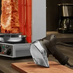 Elektrisk shawarmakniv, Turkisk döner kebab, köttgyroskärare med 2 blad - effektiv och praktisk!
