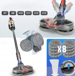 ELEKTRISK TURBOMOPPBORSTE FÖR DYSON V7 V8 V10 V11 V15 8x MOPPAR