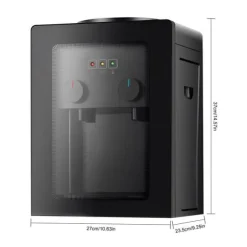 Elektrisk Vattendispenser, Kompakt Storlek, Varm/Kall Funktionalitet, Rostfritt Stål Foder,Svart