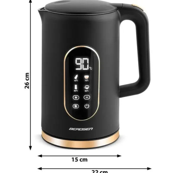 Elektrisk vattenkokare 1,7l Berdsen BD-712 svart och guld