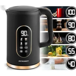 Elektrisk vattenkokare 1,7l Berdsen BD-712 svart och guld