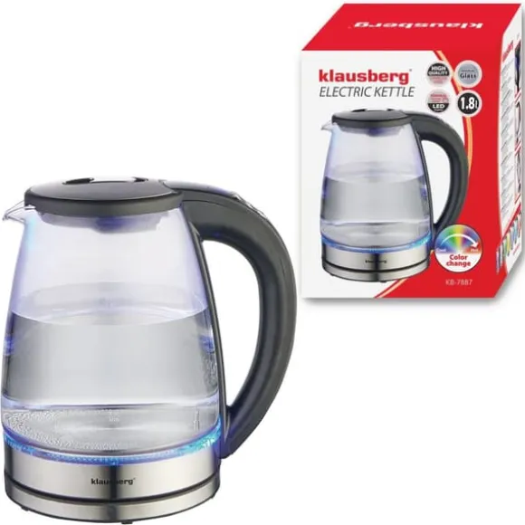Elektrisk vattenkokare med temperaturkontroll, glas, 1,8L, KLAUSBERG KB-7887
