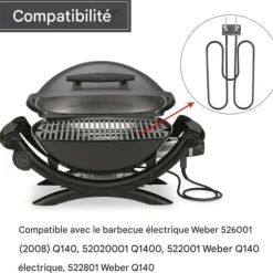 Elektrisk Värme för Grill - Ersättningsvärmeelement för Grillar - 2200W, Kompatibel med Weber 66631 Weber Q140 Q1400
