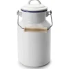Emaljerad mjölkkanna - IBILI - 1 liter - Emaljerad stål - Trälock - Mått 10x21 cm
