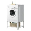 [en.casa]® Tvättmaskinsstativ-Förhöjningssockel-med hylla-63x54x31cm-pulverlackerat stål-vit-max. belastning:150 kg