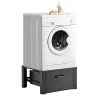 [en.casa]® Tvättmaskinstativ-Förhöjningssockel-med utdragbar låda-63x54x31cm-stål-svart-max150kg