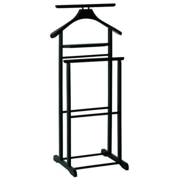 Entrémöbel - Fun Valet - Svart - Massivt gummiträd - 2 hyllor - 36x47x102 cm