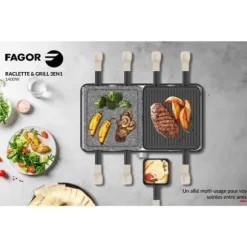FAGOR Raclettemaskin - FGRG8 - Steksten - Upp till 8 personer - Justerbar termostat - 1400W
