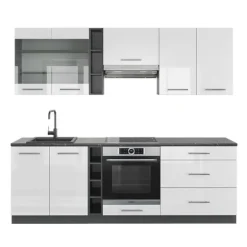 Fame-Line kök, 235 cm, PT Antracit, Blank vit/Antracit, Vicco