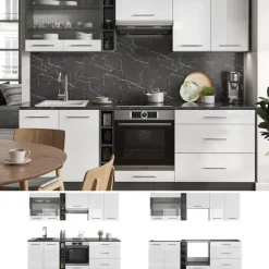 Fame-Line kök, 235 cm, PT Antracit, Blank vit/Antracit, Vicco