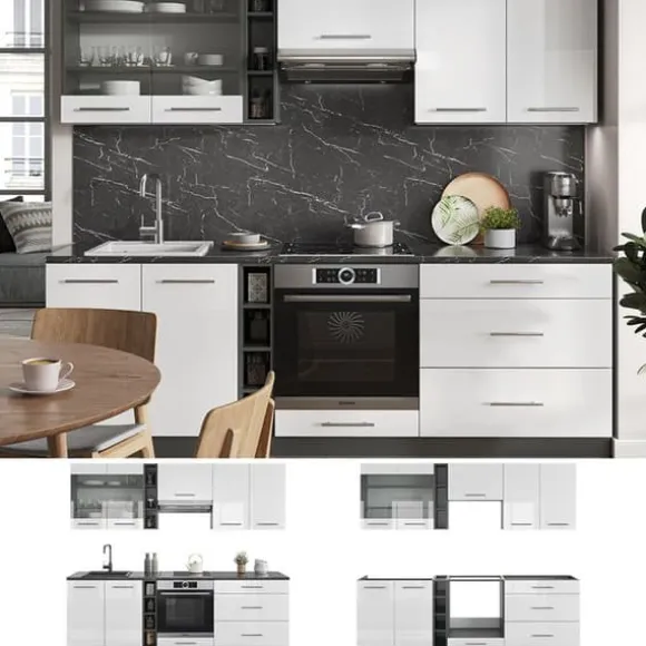 Fame-Line kök, 235 cm, PT Antracit, Blank vit/Antracit, Vicco