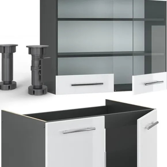 Fame-Line kök, 235 cm, PT Antracit, Blank vit/Antracit, Vicco