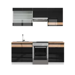 Fame-Line kök, 200 cm, PT Ek, Blank antracit ek/vit, Vicco