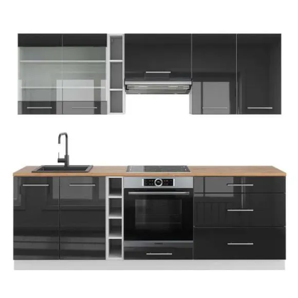 Fame-Line kök, 235 cm, PT Ek, Blank antracit/vit, Vicco