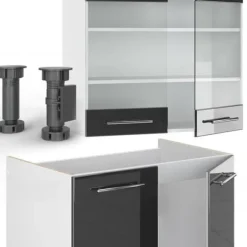 Fame-Line kök, 235 cm, PT Ek, Blank antracit/vit, Vicco