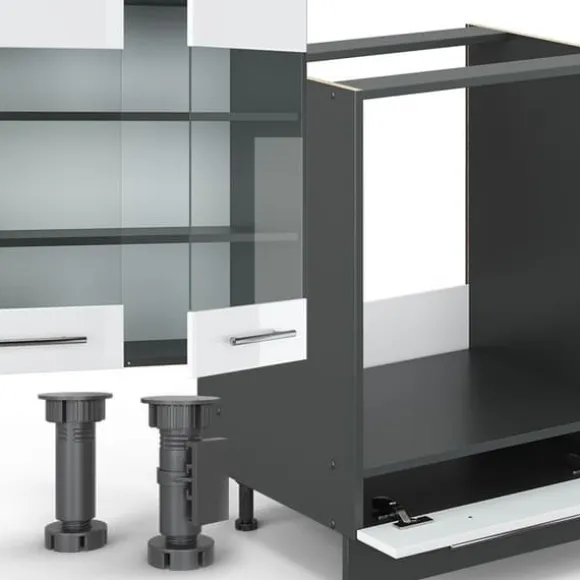 Fame-Line kök, 300 cm, PT Ek, Blank vit/Antracit, Vicco