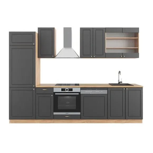 Fame-Line kök, 300 cm, PT Ek, Country Antracit/Golden Oak, Vicco