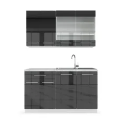 Fame-Line kök, 140 cm, PT Marble, Blank antracit/vit, Vicco