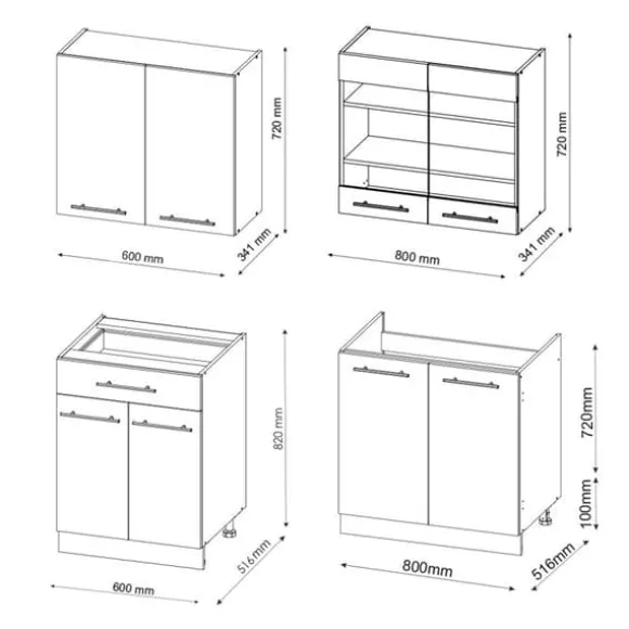 Fame-Line kök, 140 cm, PT Marble, Blank antracit/vit, Vicco