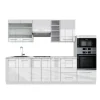 Fame-Line kök, 280 cm, PT Marble, blank vit/vit, Vicco