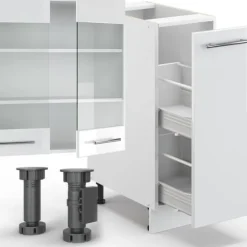 Fame-Line kök, 280 cm, PT Marble, blank vit/vit, Vicco